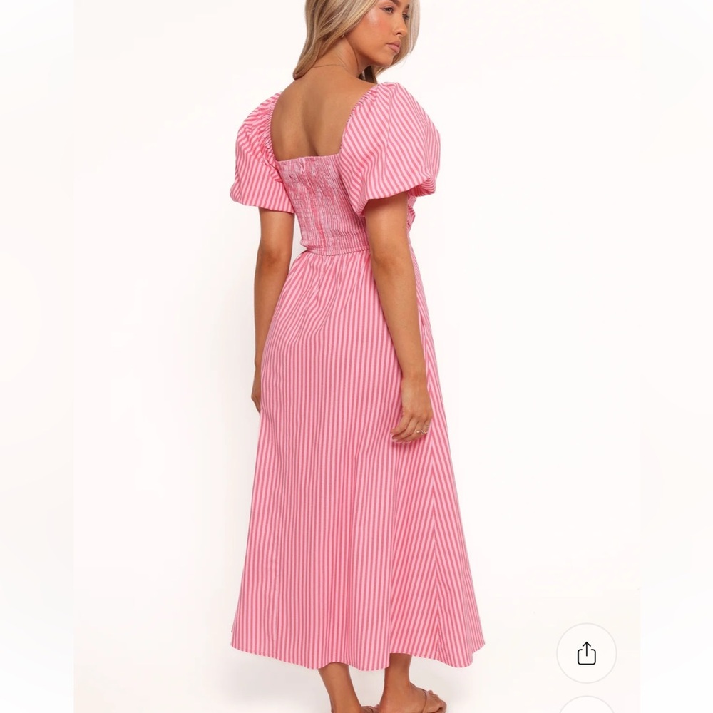 Petal and Pup CHLO PUFF SLEEVE MIDI DRESS - RED STRIPE, size large, worn once - Picture 2 of 3